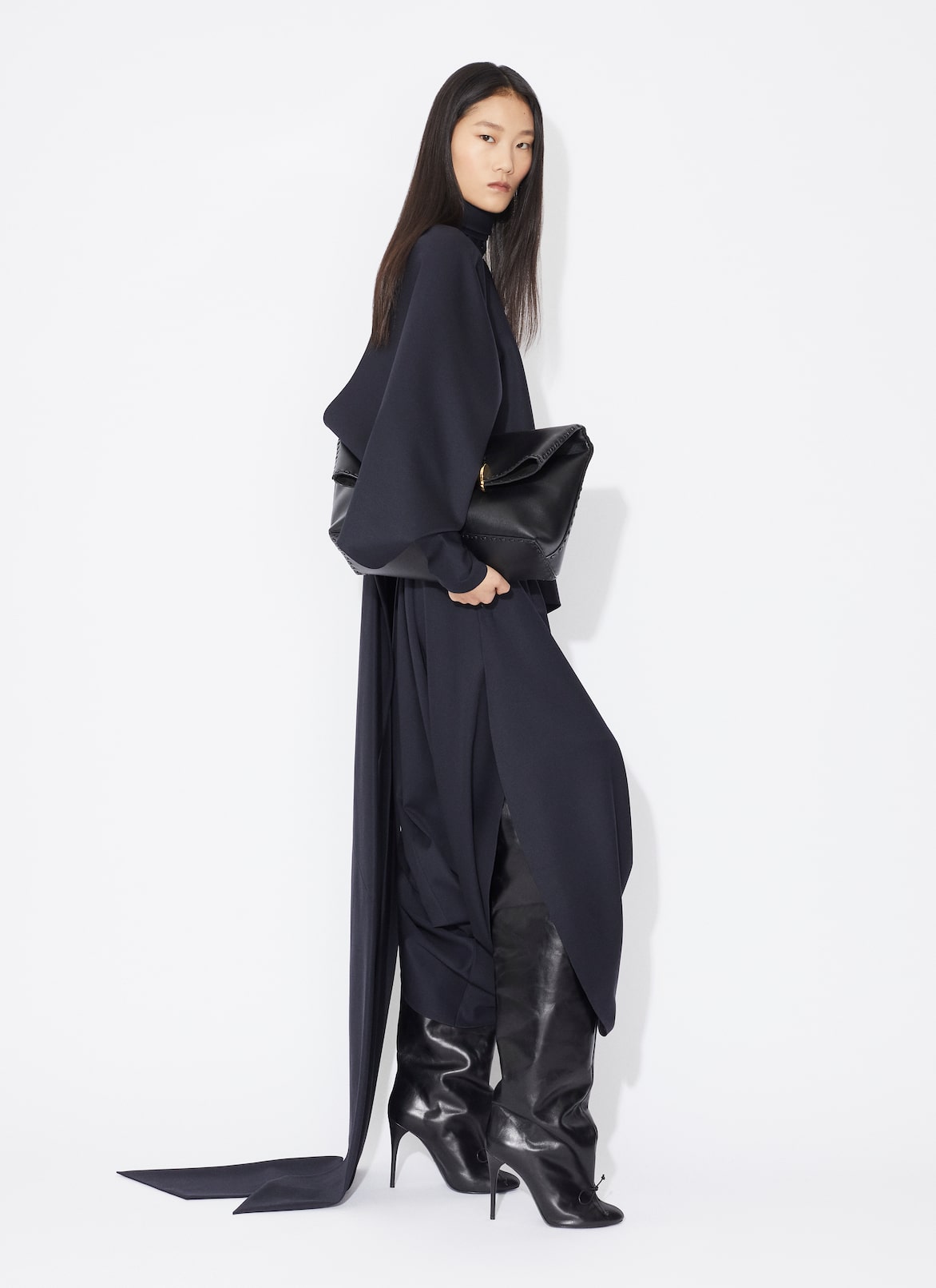 DRAPED TROUSERS ALAÏA DENIM BLUE DRAPED TROUSERS